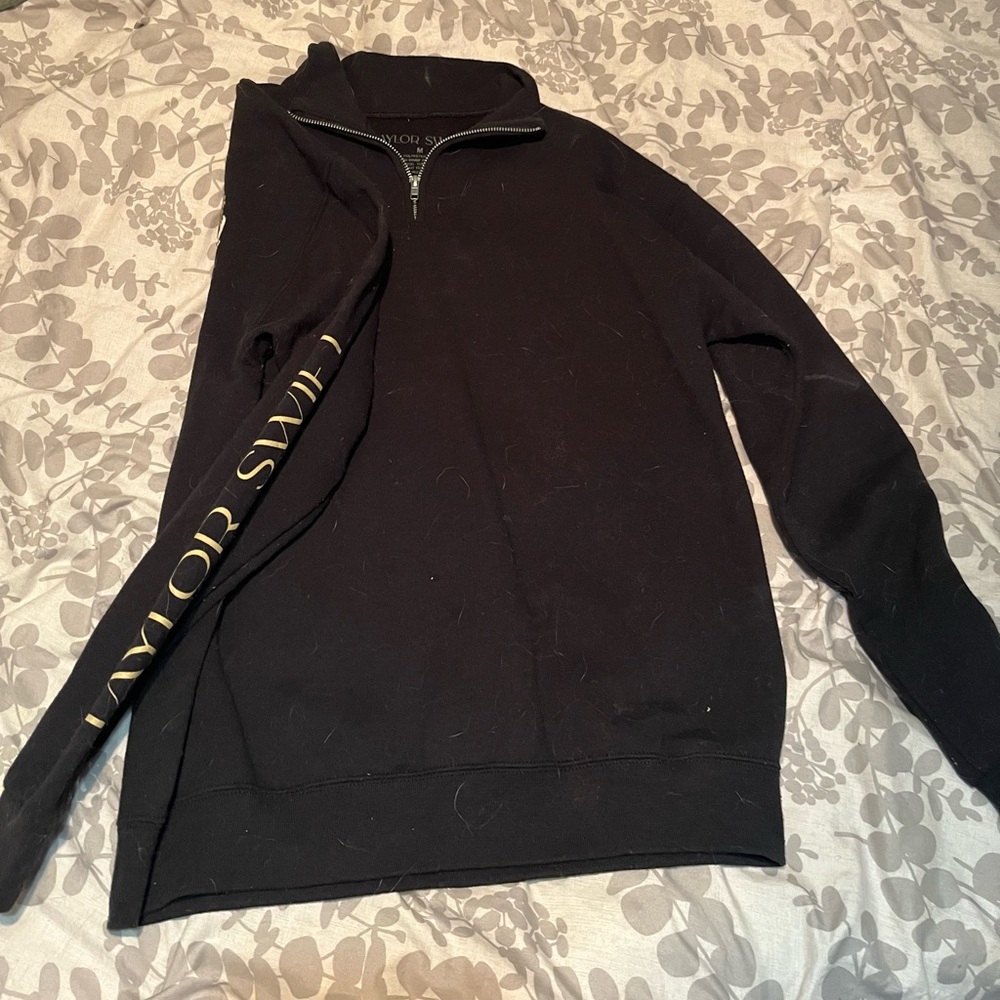 Taylor Swift Black Zip-Up Sweater with Gold Accents